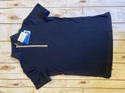 IceFil® Short Sleeved Zip Top - Navy/White/Gold