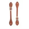 Flared Harness Leather Spur Straps - Russet