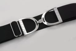 1.5" Black Belt With Silver Stirrups - One Size