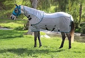 Comfort Fit Fly Sheet - Charcoal With Pacific Blue 1 Comfort Fit Fly Sheet - Charcoal With Pacific Blue