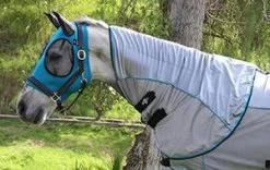 Comfort Fit Fly Sheet Neck Cover - Charcoal With Pacific Blue