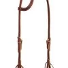 Latigo Leather Flat Sliding Ear Headstall - Horse