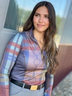 Bit Plaid Quarter Zip Shirt - FIG