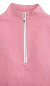 IceFil® Short Sleeved Zip Top - Tickled Pink, White And Silver