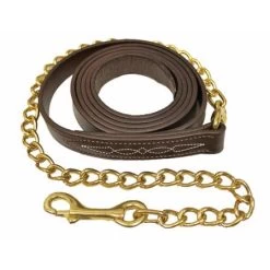 Walsh Leather Lead With 30" Brass Chain - Chestnut