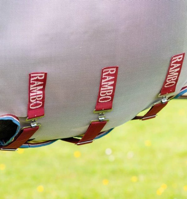 Rambo® Protector Fly Sheet. Disc Closure - Oatmeal And Cherry 4 Rambo® Protector Fly Sheet. Disc Closure - Oatmeal And Cherry - Image 4